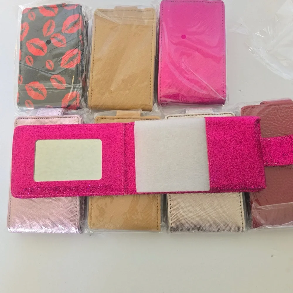Lipstick Case with Mirror Bundle, Portable Lipstick Pouch Travel Cosmetics 8 Pcs